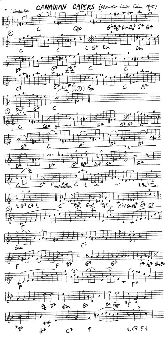 canadian capers free jazz leadsheet - Courtesy of the Jungle Jazz Band